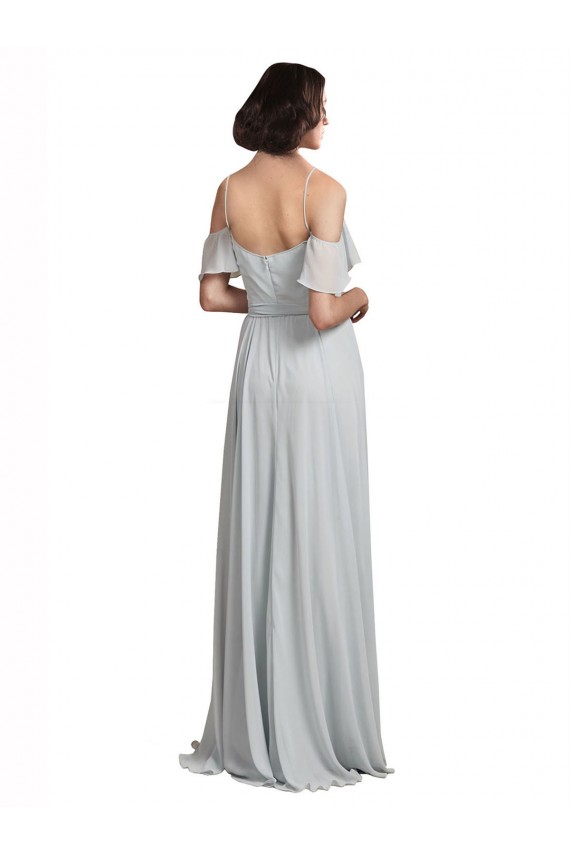 Cheap Off the Shoulder Spaghetti Strap Long Chiffon Bridesmaids Dress UK