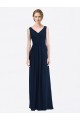Cheap Long Chiffon V-Neck Sleeveless Bridesmaid Dress with Criss-Cross Pleated Bodice UK