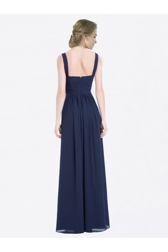 Cheap Long Chiffon V-Neck Sleeveless Bridesmaid Dress with Criss-Cross Pleated Bodice UK
