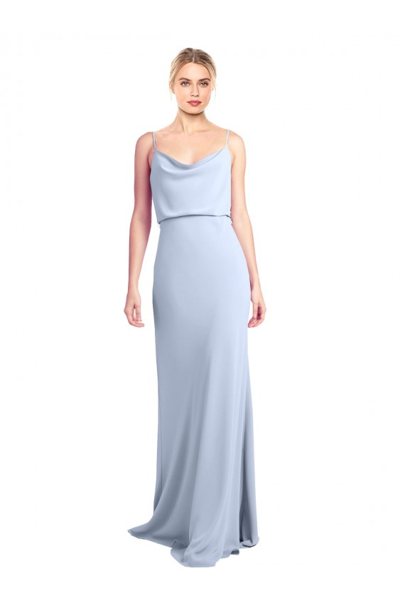 Cheap Feminine Cowl Neck Slim Floor Length Stretch Formal Crepe Bridesmaid Dress / Prom Dress UK