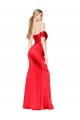 Cheap High Neck Off the Shoulder Formal Stretch Satin Bridesmaid Dress / Prom Dress with High Slit UK
