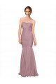 Cheap Mermaid Strapless Tulle Bridesmaid Dress with All Over Pleats UK